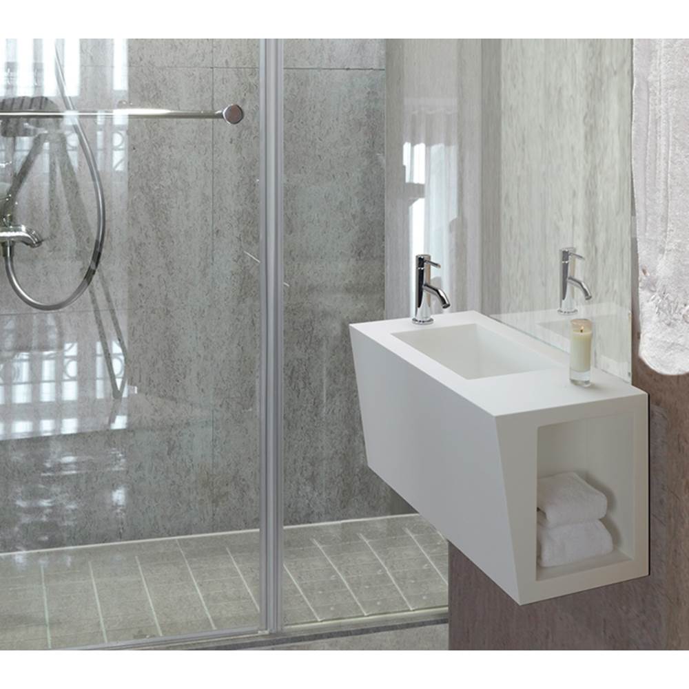 MTI Baths Wall Mount Bathroom Sinks item VSWM2412-WH-GL-LH