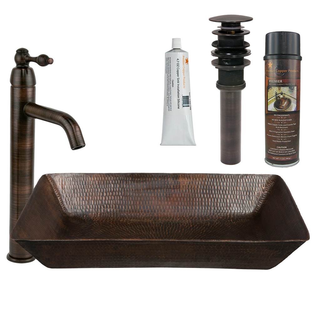 Premier Copper Products  Bathroom Sink And Faucet Combos item BSP1_VREC2014DB